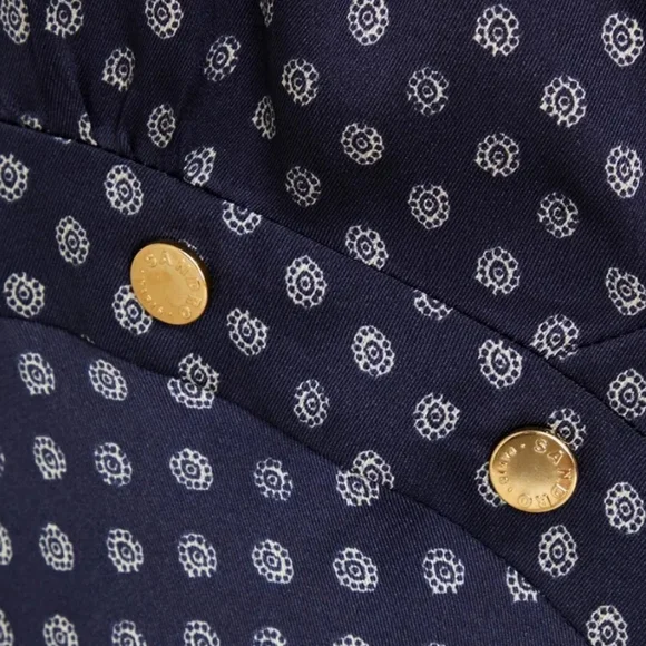 Sandro Midnight Blue Patterned Long Sleeve Dress - Picture 4 of 11